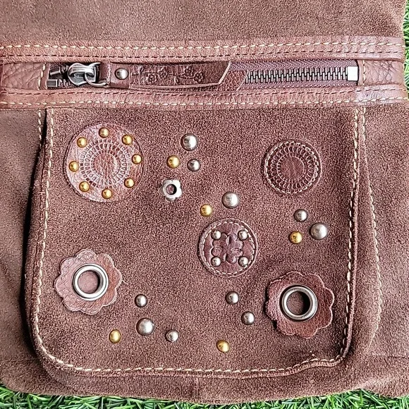 Fossil Brown Suede Leather Crossbody Bag - Picture 7 of 8